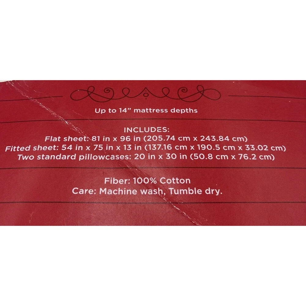 Wondershop Christmas  Holiday Cotton Sheet  Set Candy Canes  NWT Full Size